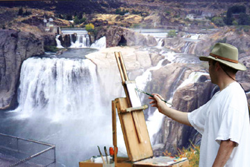 Kevin McCain Painting at Shoshone Falls