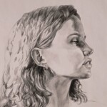 Portrait drawing of a young woman in profile by artist Kevin McCain