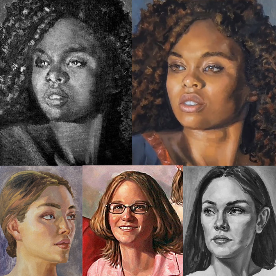 Painting of Portraits of Various women different ages.