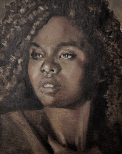 brown painting of a portrait in oil.