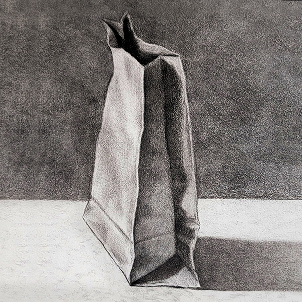 Drawing of a paper bag by the artist Kevin McCain