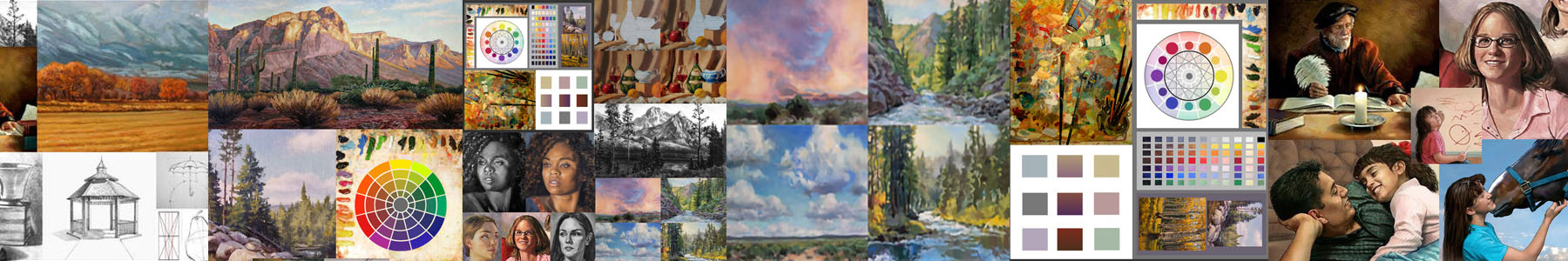 Paintings and original artwork by the artist Kevin McCain to advertise fine art classes in Boise, Idaho