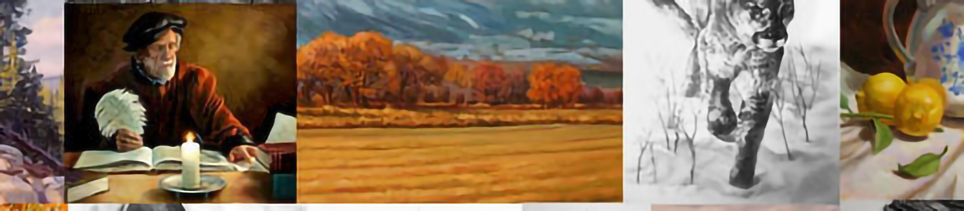 Painting samples by the artist Kevin McCain to advertise his art classes in Boise, Idaho.